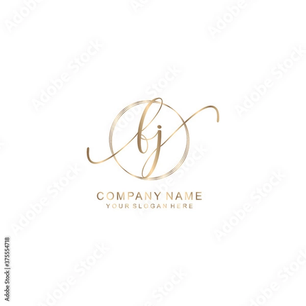 Fototapeta FJ Initial handwriting logo template vector