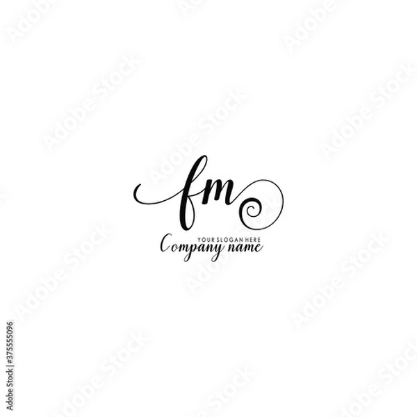 Fototapeta FM Initial handwriting logo template vector