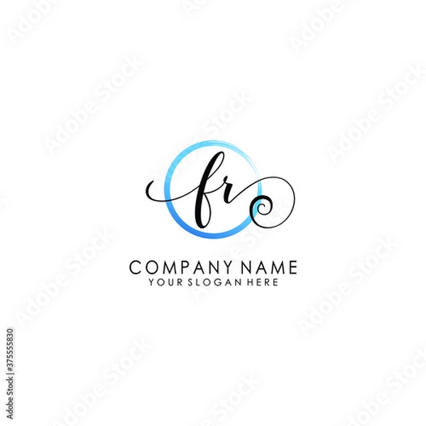 Fototapeta FR Initial handwriting logo template vector