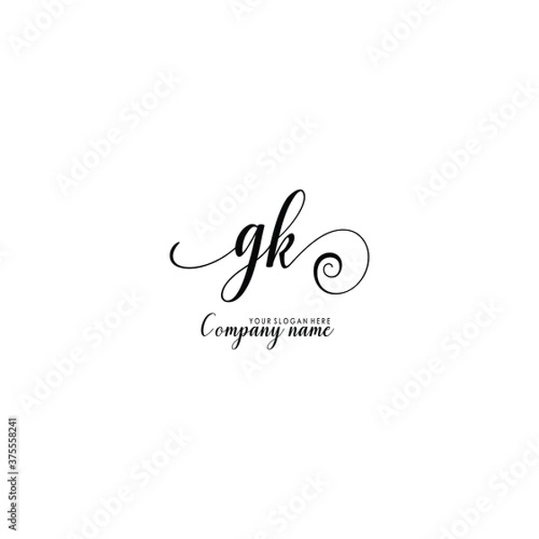 Fototapeta GK Initial handwriting logo template vector