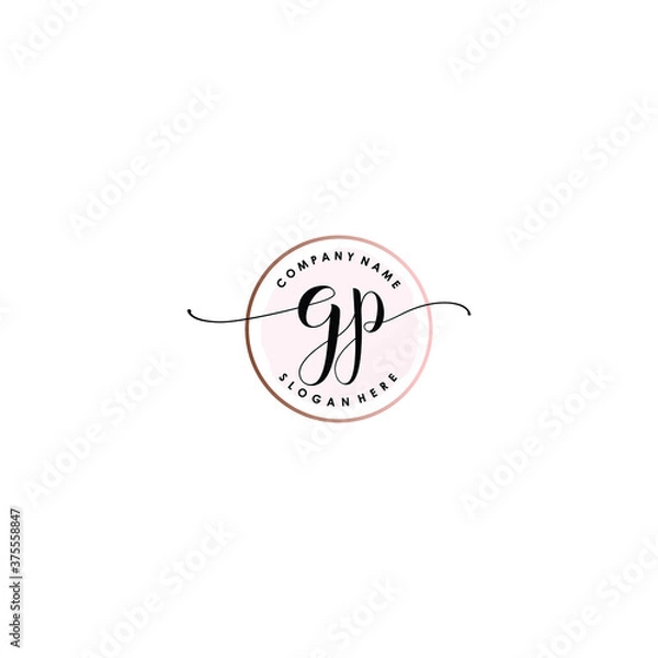 Obraz GP Initial handwriting logo template vector