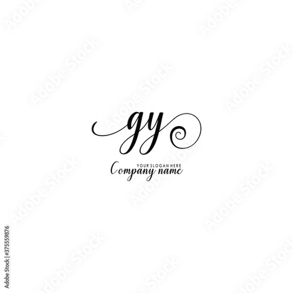 Fototapeta GY Initial handwriting logo template vector