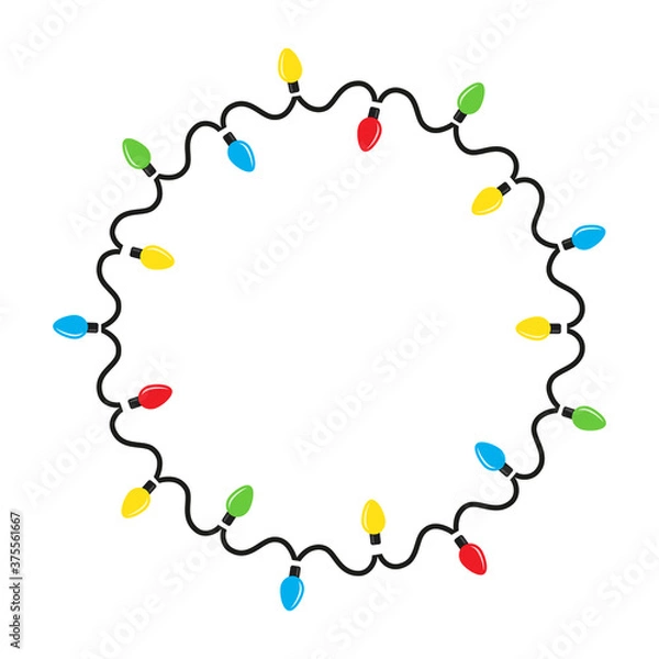 Obraz Round frame Christmas lights bulbs