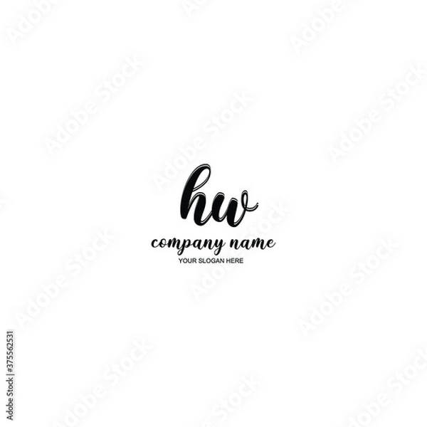 Fototapeta HW Initial handwriting logo template vector
