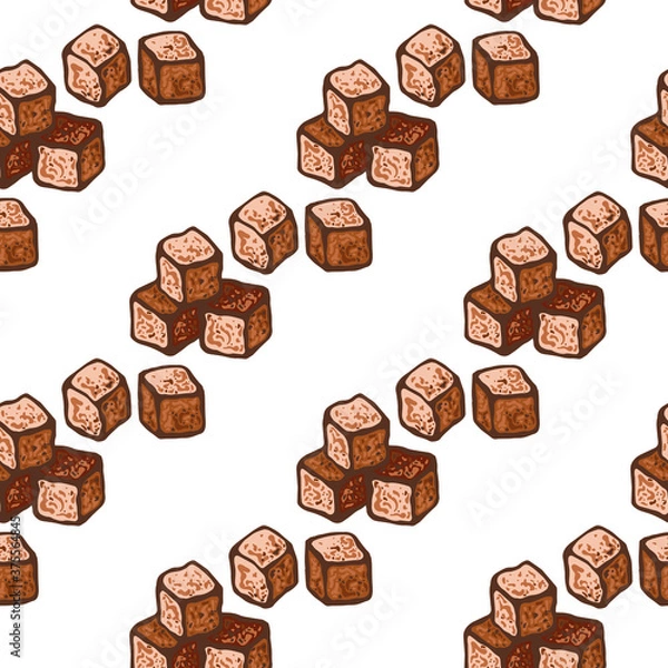 Obraz Seamless pattern with brown sugar, vector illustration