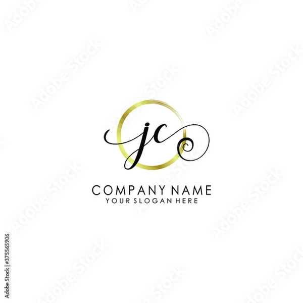 Obraz JC Initial handwriting logo template vector