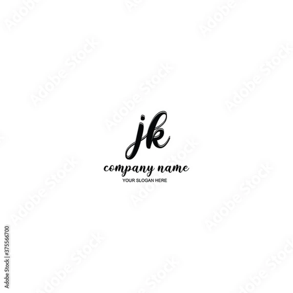 Fototapeta JK Initial handwriting logo template vector