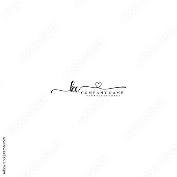 Obraz KC Initial handwriting logo template vector

