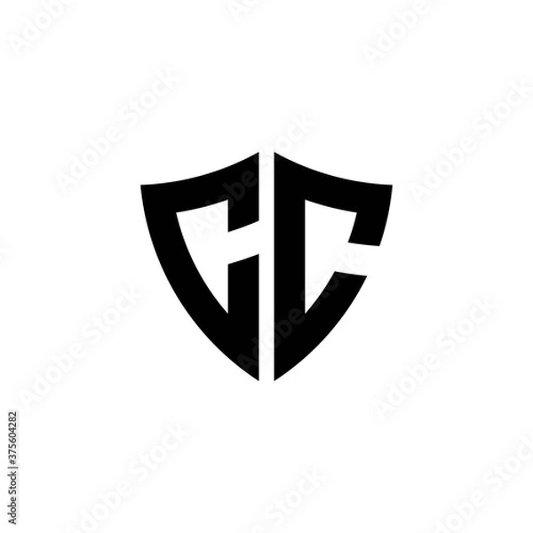 Fototapeta CC monogram logo with shield shape design template