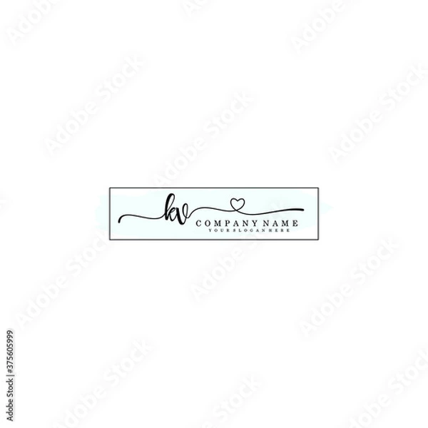 Fototapeta KV Initial handwriting logo template vector