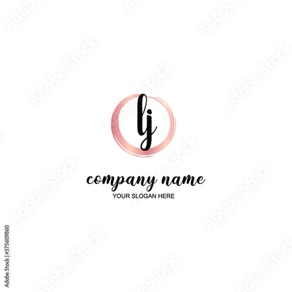Fototapeta LJ Initial handwriting logo template vector