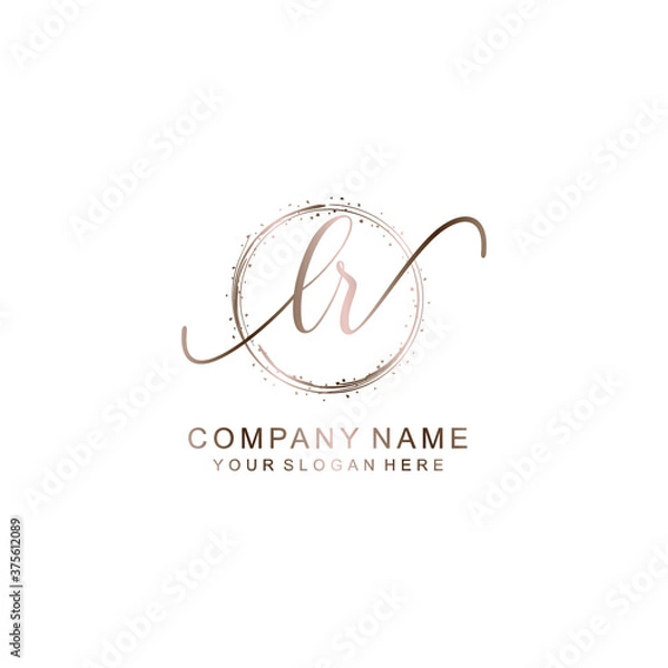 Fototapeta LR Initial handwriting logo template vector
