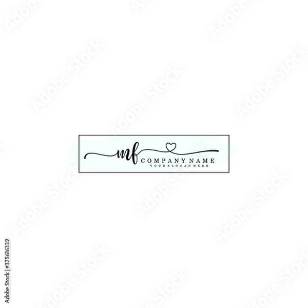 Fototapeta MF Initial handwriting logo template vector