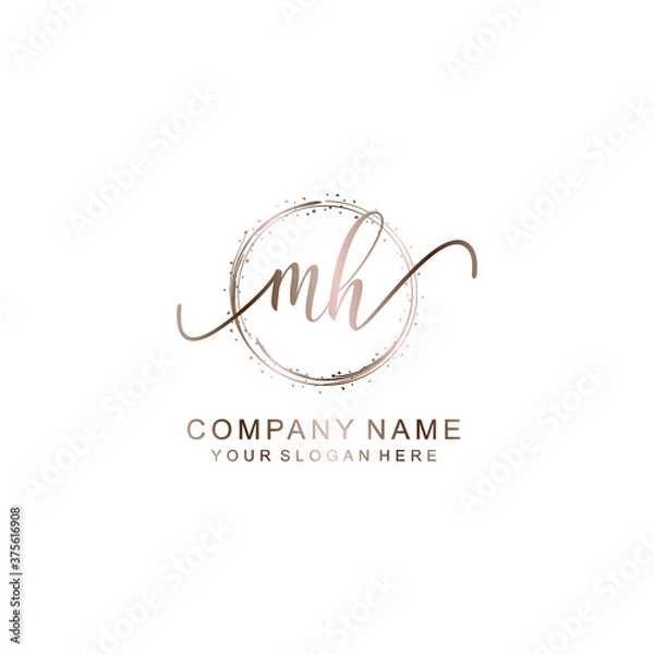 Obraz MH Initial handwriting logo template vector