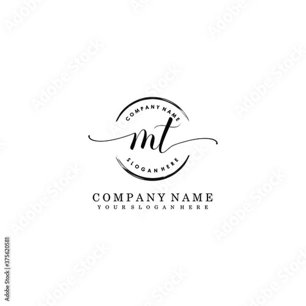 Fototapeta MT Initial handwriting logo template vector