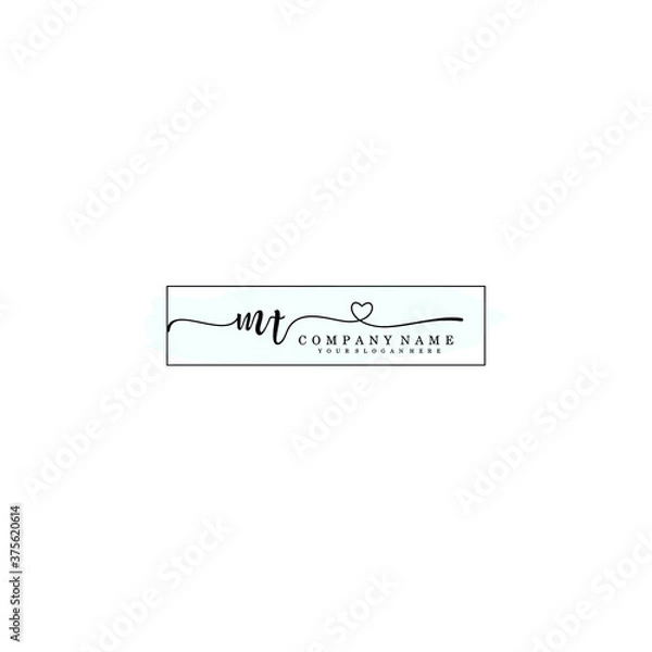 Fototapeta MT Initial handwriting logo template vector