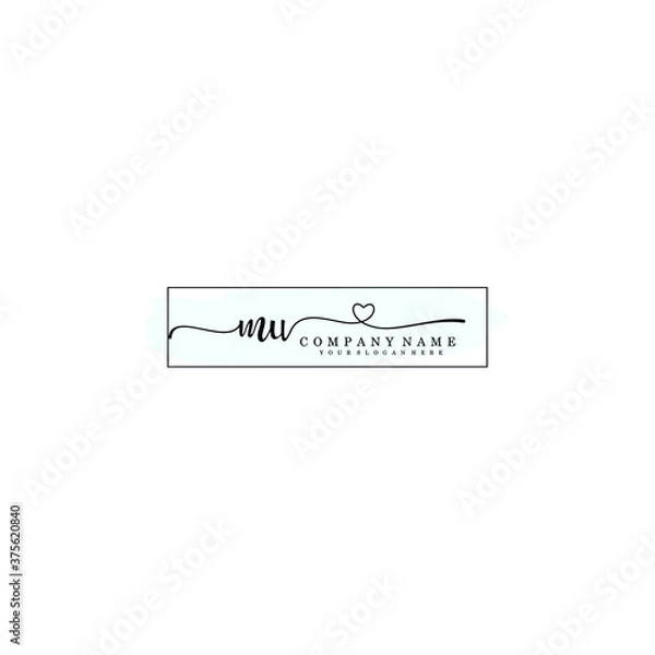 Fototapeta MU Initial handwriting logo template vector