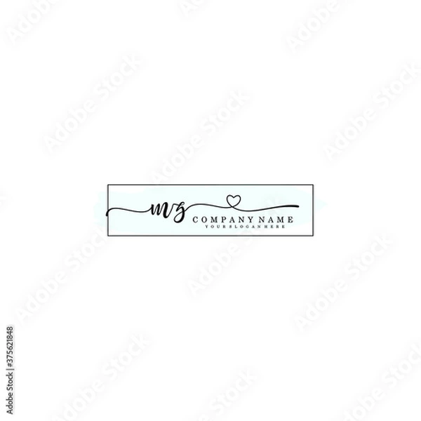 Fototapeta MZ Initial handwriting logo template vector