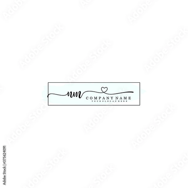Fototapeta NM Initial handwriting logo template vector