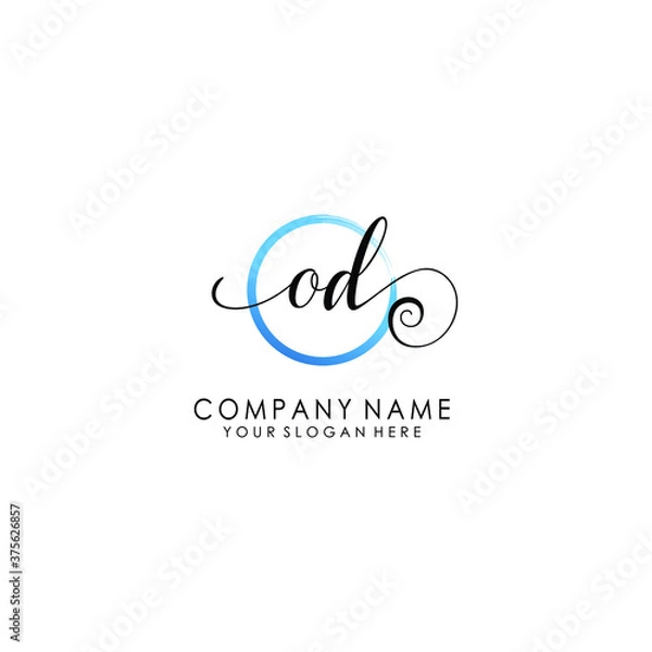 Fototapeta OD Initial handwriting logo template vector