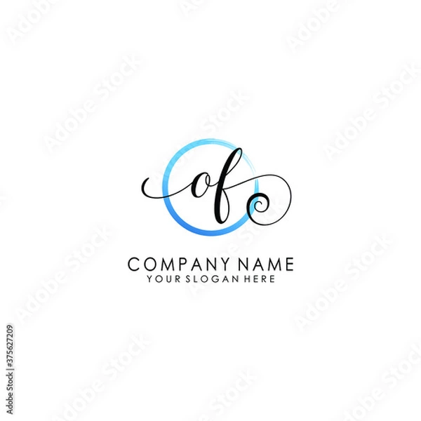Fototapeta OF Initial handwriting logo template vector