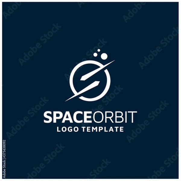 Fototapeta Modern Initial Letter S Space with Comet circular planet orbit logo design