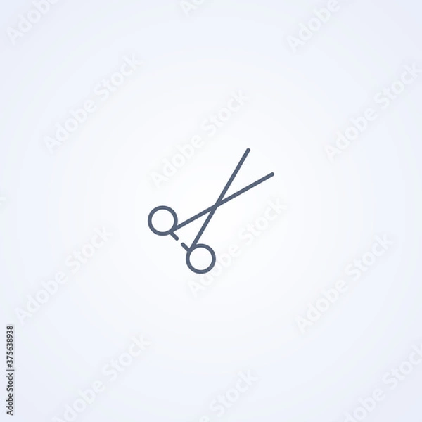 Obraz Surgical scissors, vector best gray line icon