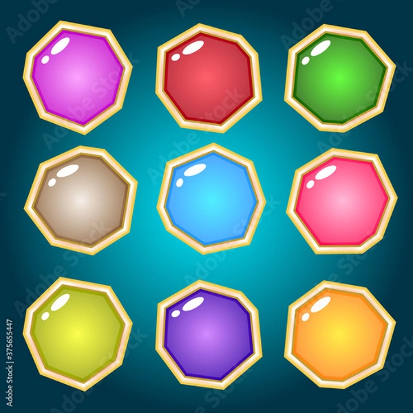 Obraz Jewelry gemstone different colors icon design. Vector illustration.