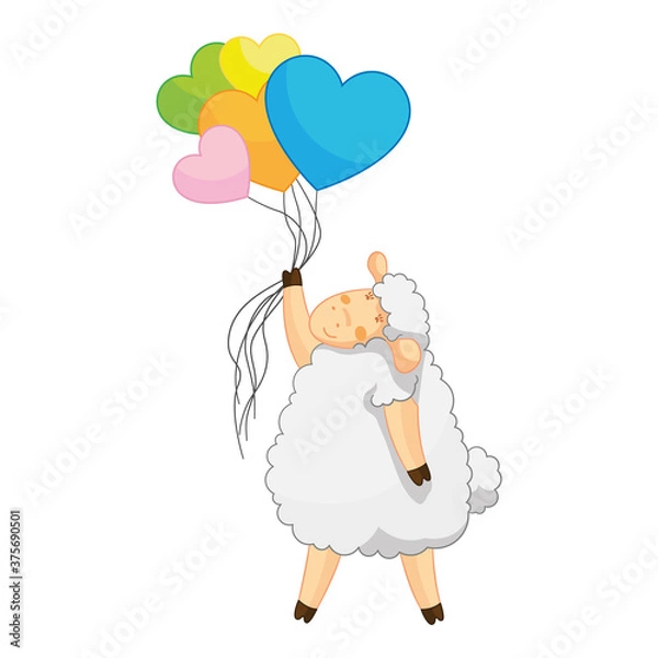 Fototapeta sheep on balloons