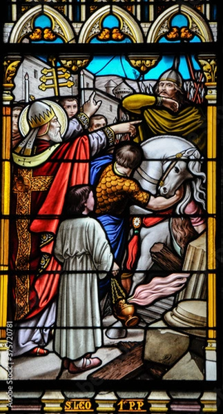 Obraz Pope Leo the great, stain glass