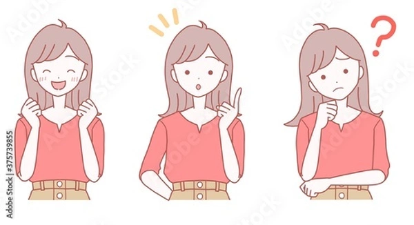 Fototapeta 指差しするロングヘアの若い女性