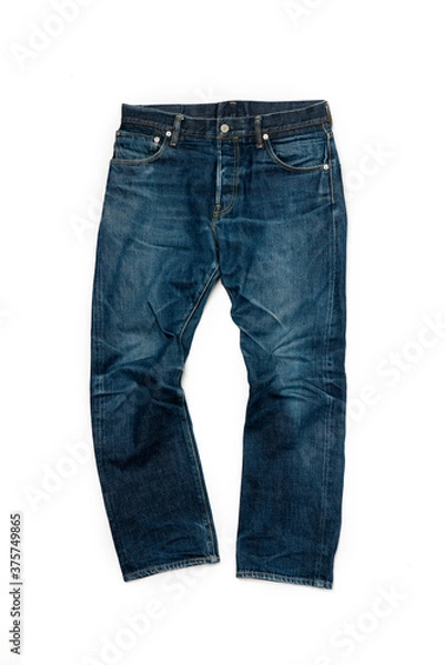 Fototapeta 履き込んだジーンズ 白背景