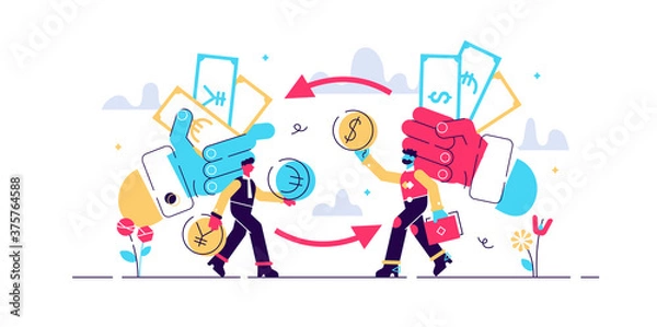Obraz Money exchange vector illustration. Flat tiny 