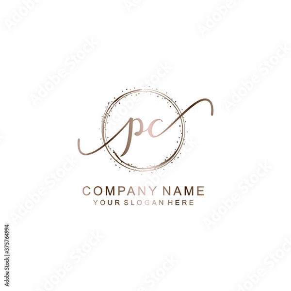 Obraz PC Initial handwriting logo template vector