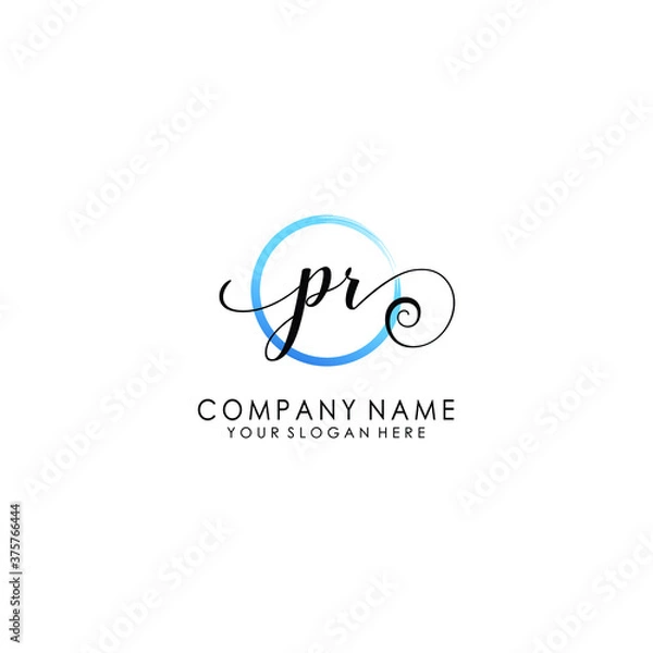 Fototapeta PR Initial handwriting logo template vector