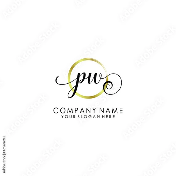 Fototapeta PW Initial handwriting logo template vector
