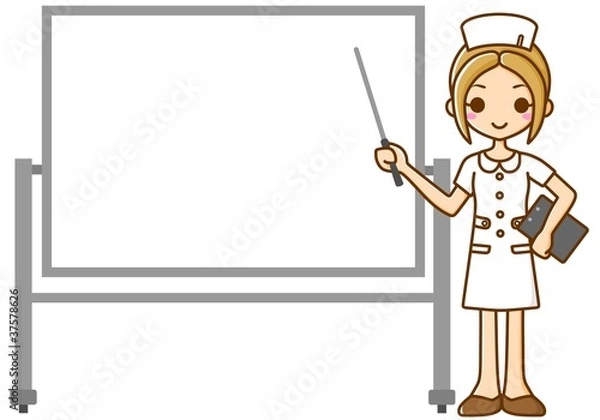 Fototapeta ナース　指示棒　ホワイトボード