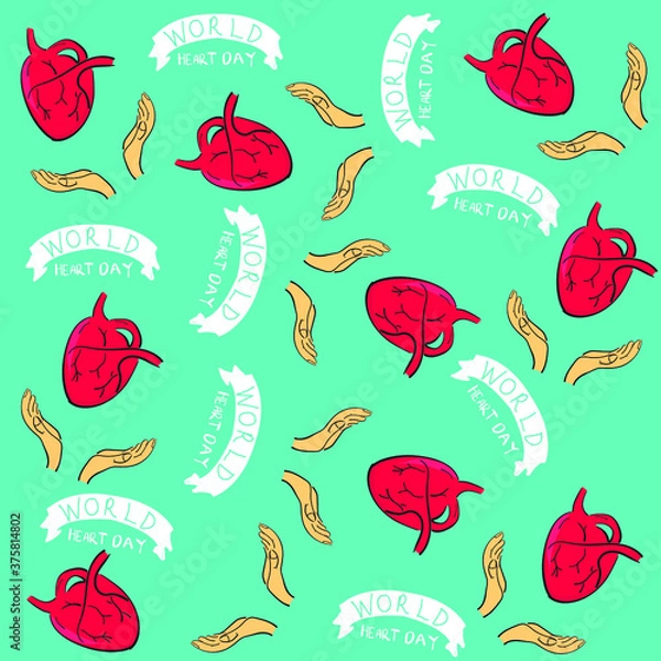 Fototapeta World Heart Day Seamless Pattern
