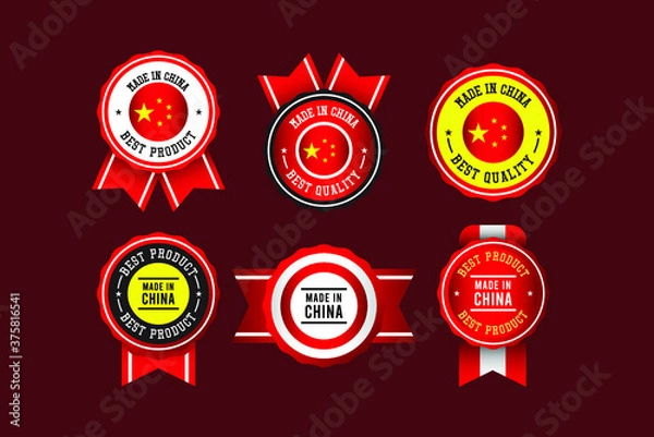 Obraz Made in china label set vector template.