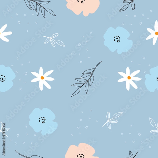 Fototapeta Seamless cute elegant flowers  pattern on pink background minimal background for fashion fabric wallpaper wrapping  and print design
