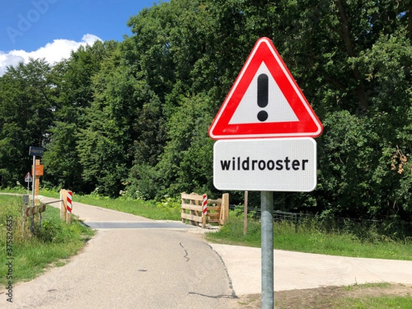 Obraz Dutch traffic road sign warning for a cattle grid.