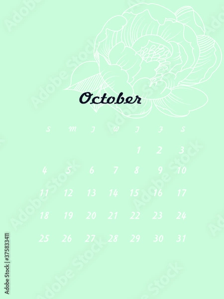 Obraz calendar for october 2020