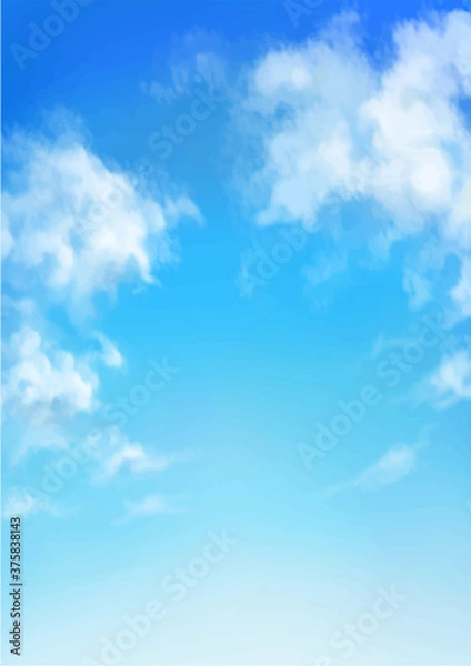 Obraz Vector illustration of blue sky in daytime. Hand painted watercolor background.