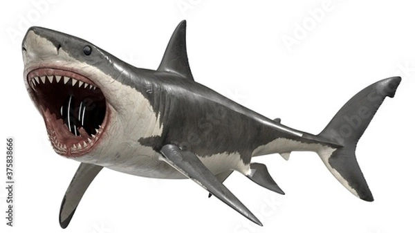 Fototapeta 3d rendered great white shark