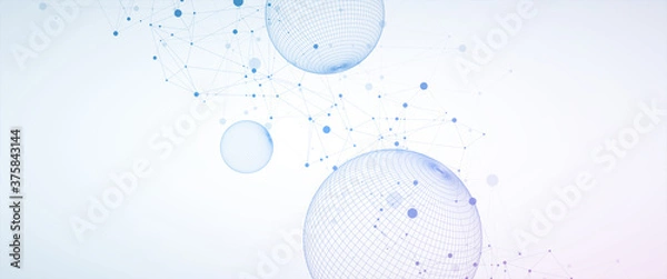 Fototapeta Abstract sphere background with plexus effect. 3D surface. Vector illustration.