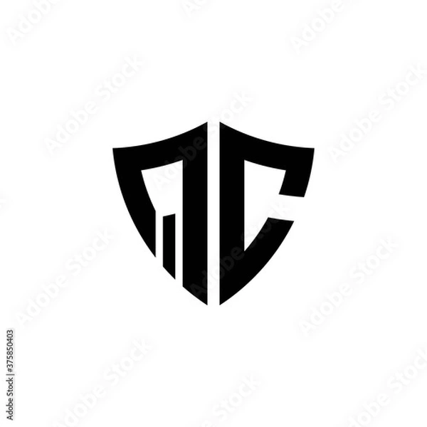 Fototapeta QC monogram logo with shield shape design template