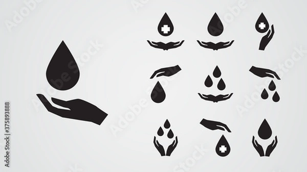 Obraz blood donor logo vector illustration set