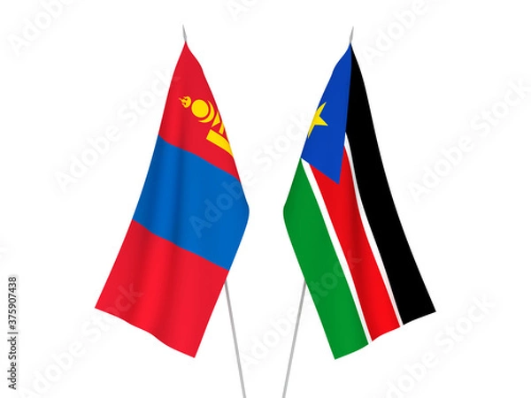 Fototapeta Republic of South Sudan and Mongolia flags