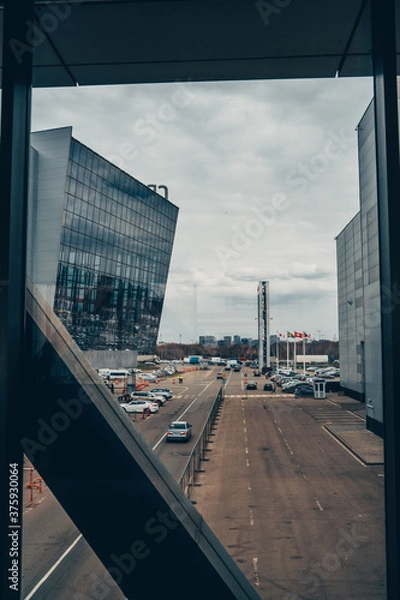 Fototapeta View from the window of the Crocus Expo international exhibition complex