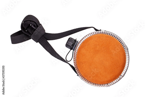 Fototapeta Flat flask, decorated with suede